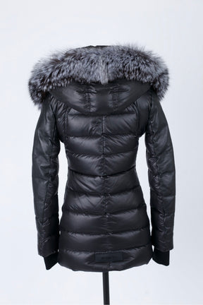 Leather Trim Down Parka W/ Fur Hood