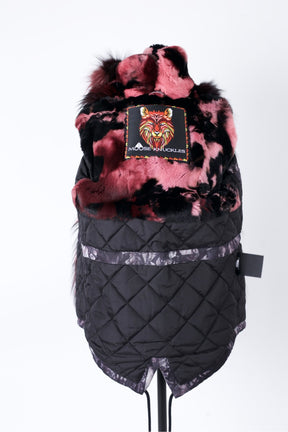 Tie Dye Fur Trim Puffer Jacket