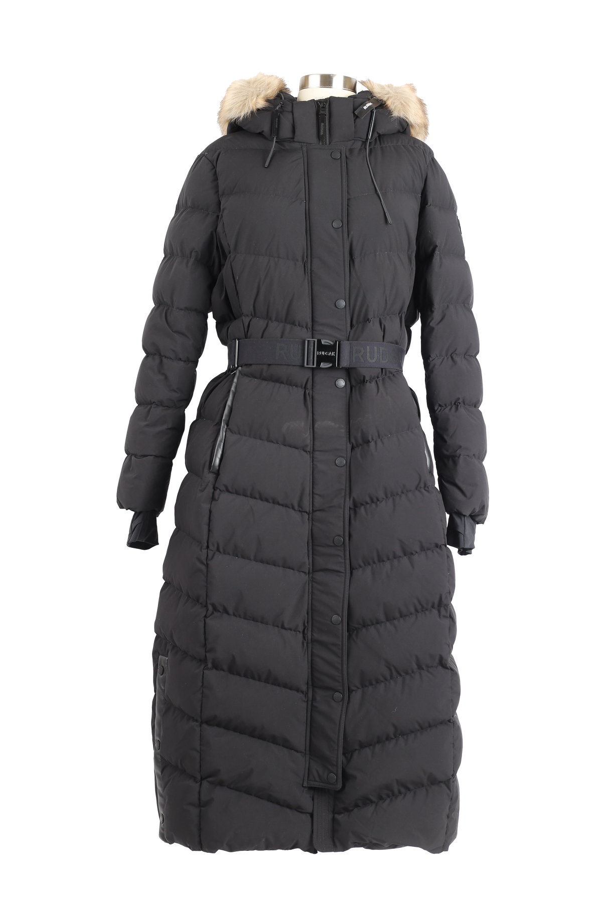 Elsie M Long Down Belted Parka W/ Fur Hood