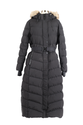 Elsie M Long Down Belted Parka W/ Fur Hood