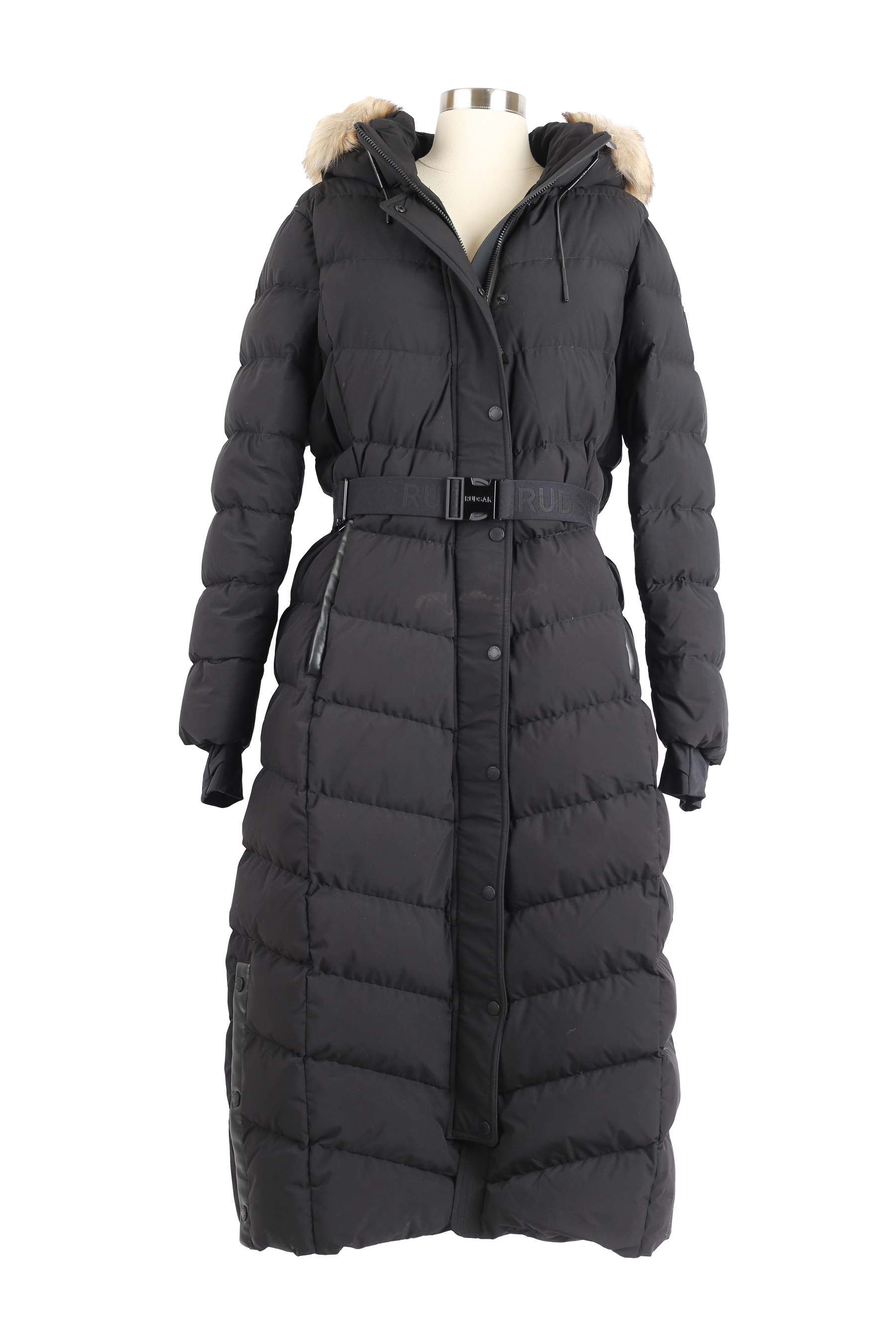 Elsie M Long Down Belted Parka W/ Fur Hood