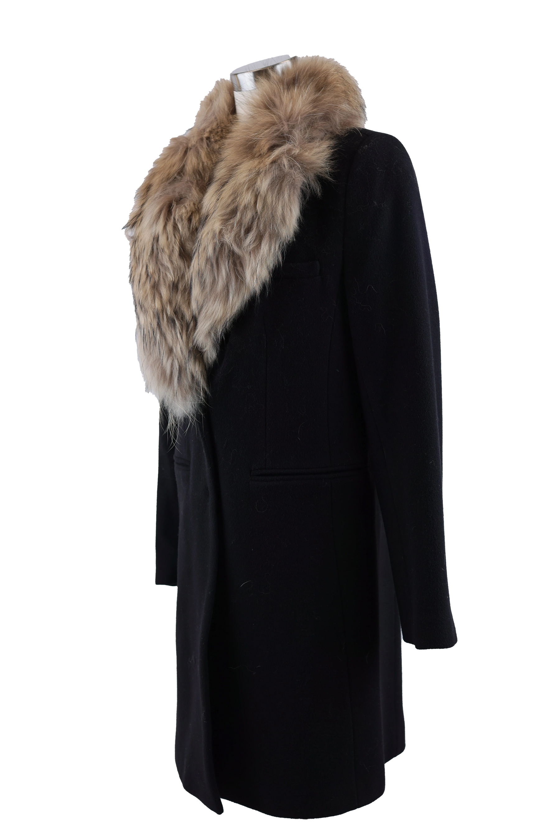 Fur Collared Wool Dress Coat