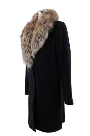 Fur Collared Wool Dress Coat