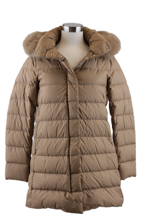 Quilted Down Coat W/ Removable Fur Hood