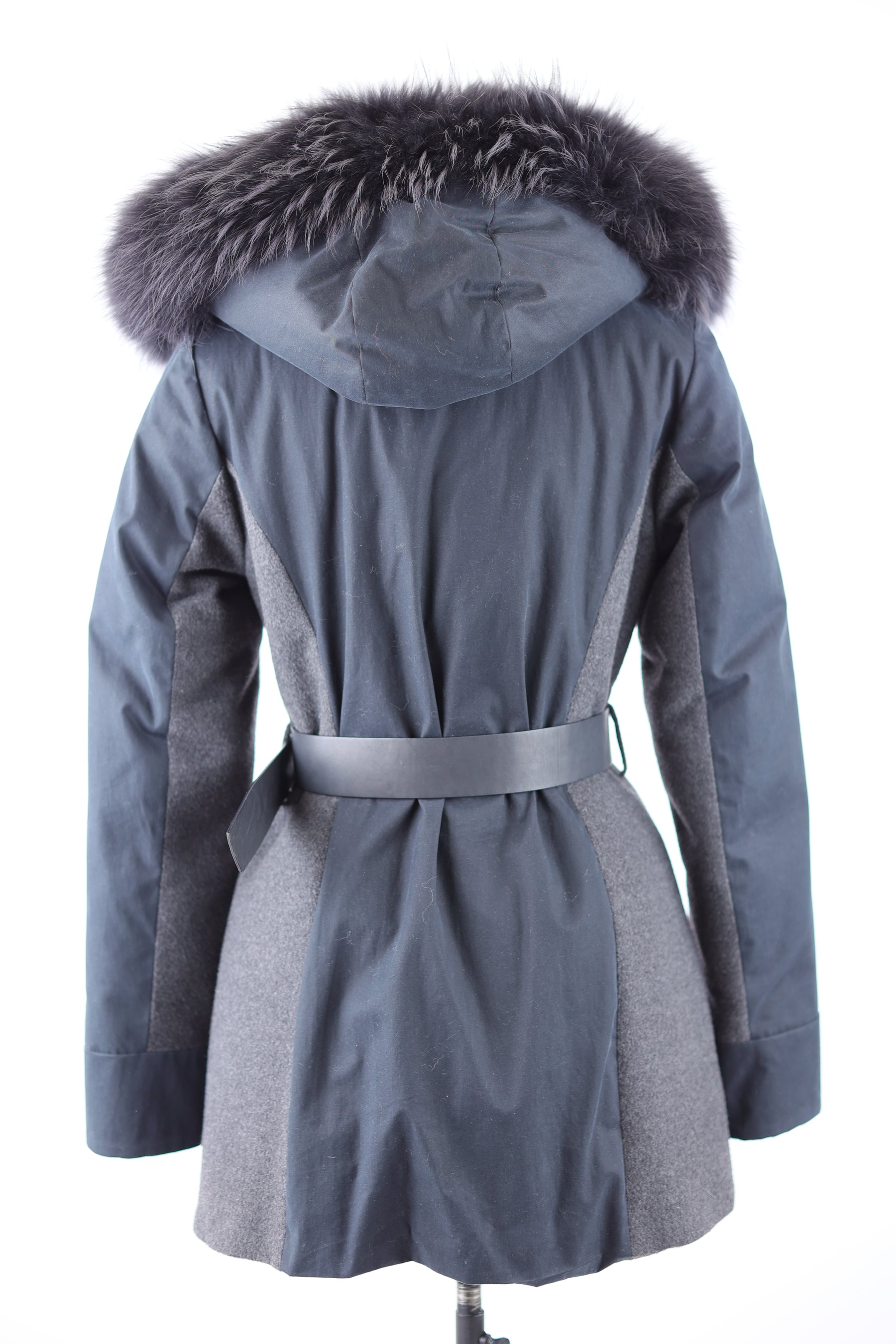 Cashmere Blend Belted Parka W/ Fur Hood