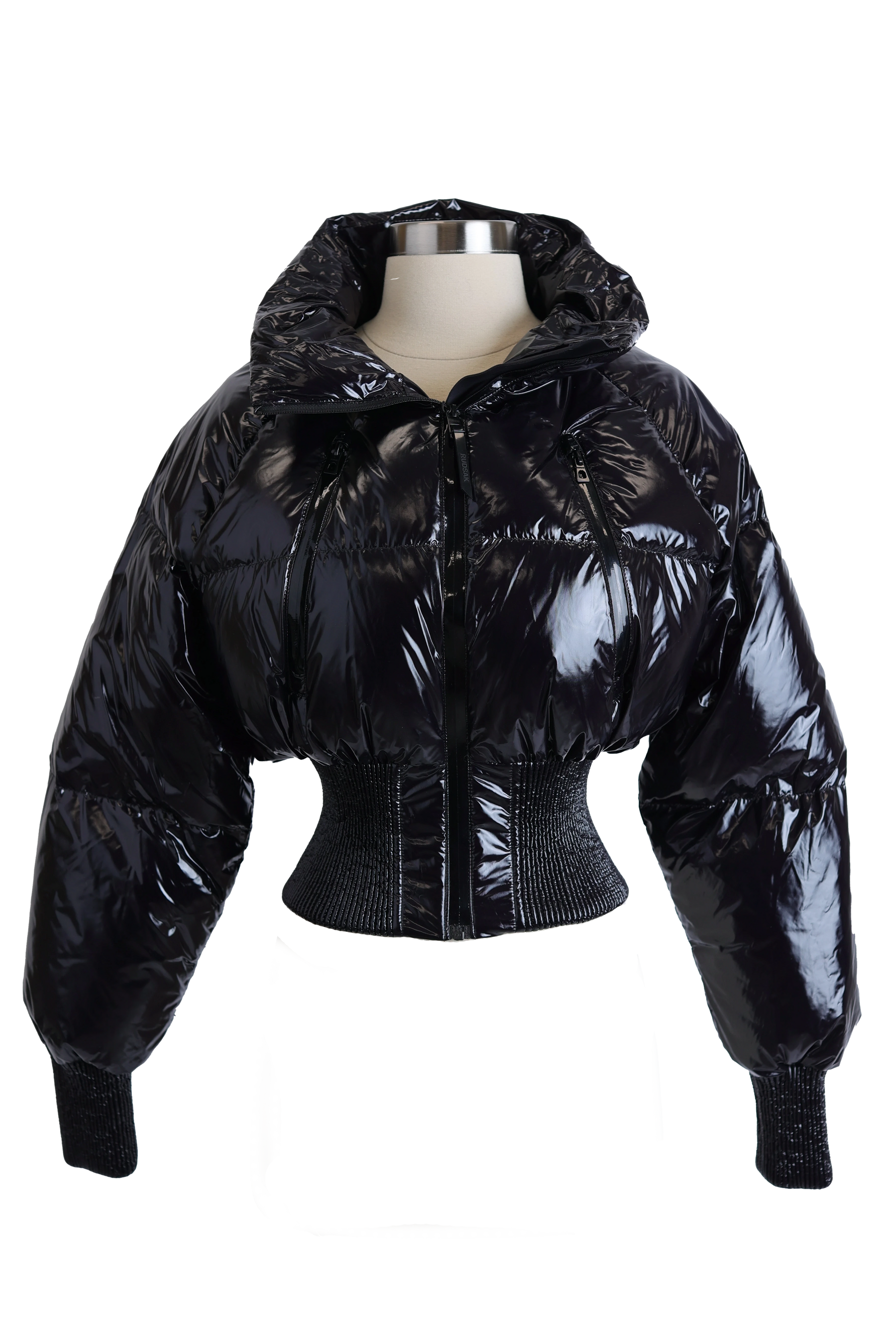 Storm Shiny Cropped Down Bomber Jacket