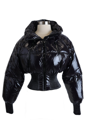 Storm Shiny Cropped Down Bomber Jacket