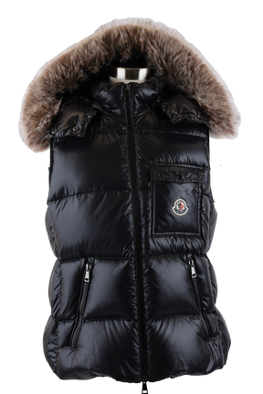 Balabio Hooded Down Vest W/ Fur Trim