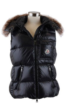 Balabio Hooded Down Vest W/ Fur Trim