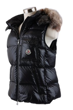 Balabio Hooded Down Vest W/ Fur Trim