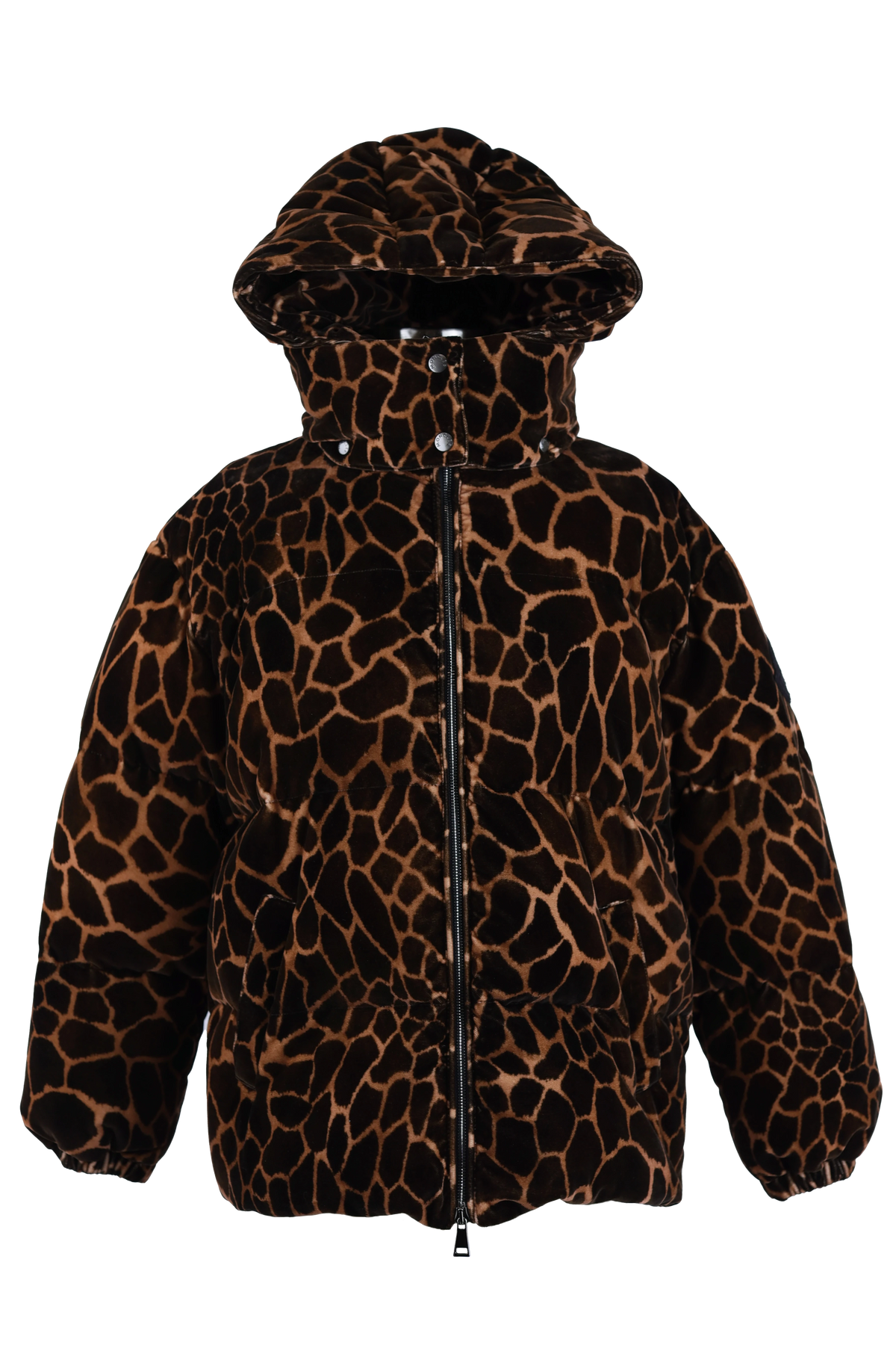 Kundogi Giraffe Print Velvet Down Puffer Jacket