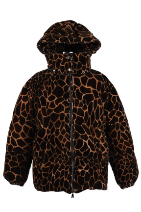 Kundogi Giraffe Print Velvet Down Puffer Jacket