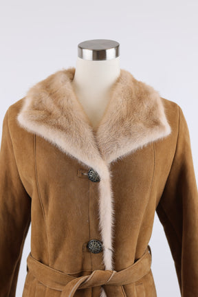 Shearling Lined Suede Parka W/ Mink Trim