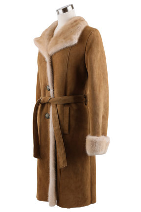 Shearling Lined Suede Parka W/ Mink Trim