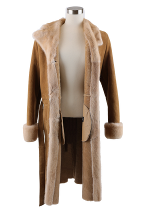 Shearling Lined Suede Parka W/ Mink Trim