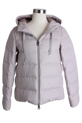 Waterproof Silk/Cashmere Down Puffer Jacket