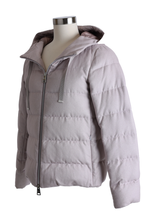 Waterproof Silk/Cashmere Down Puffer Jacket