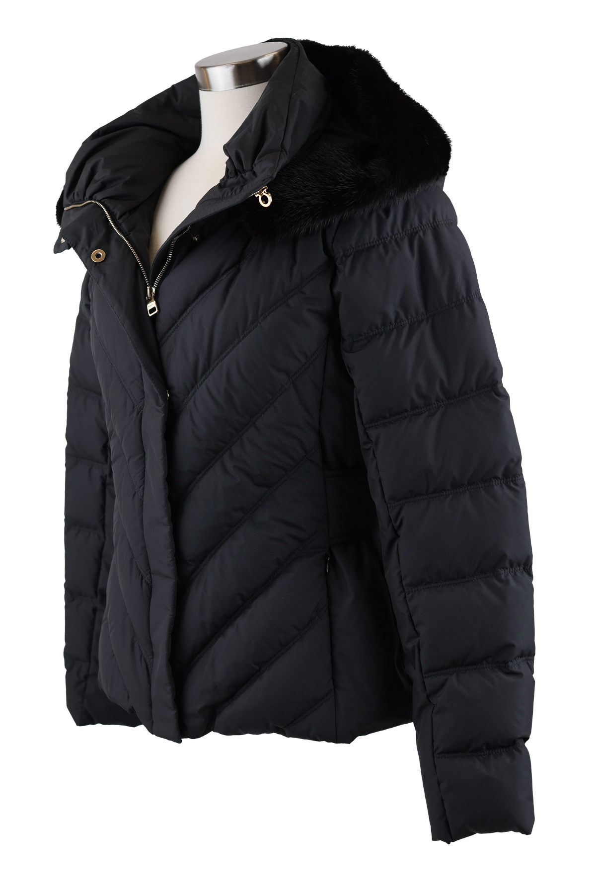 Down Puffer Jacket W/ Mink Fur Hood