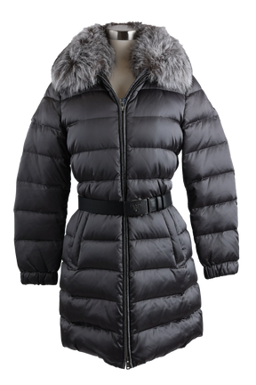 Belted Down Parka W/ Fur Trim