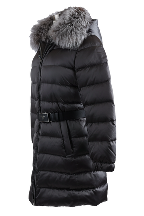 Belted Down Parka W/ Fur Trim