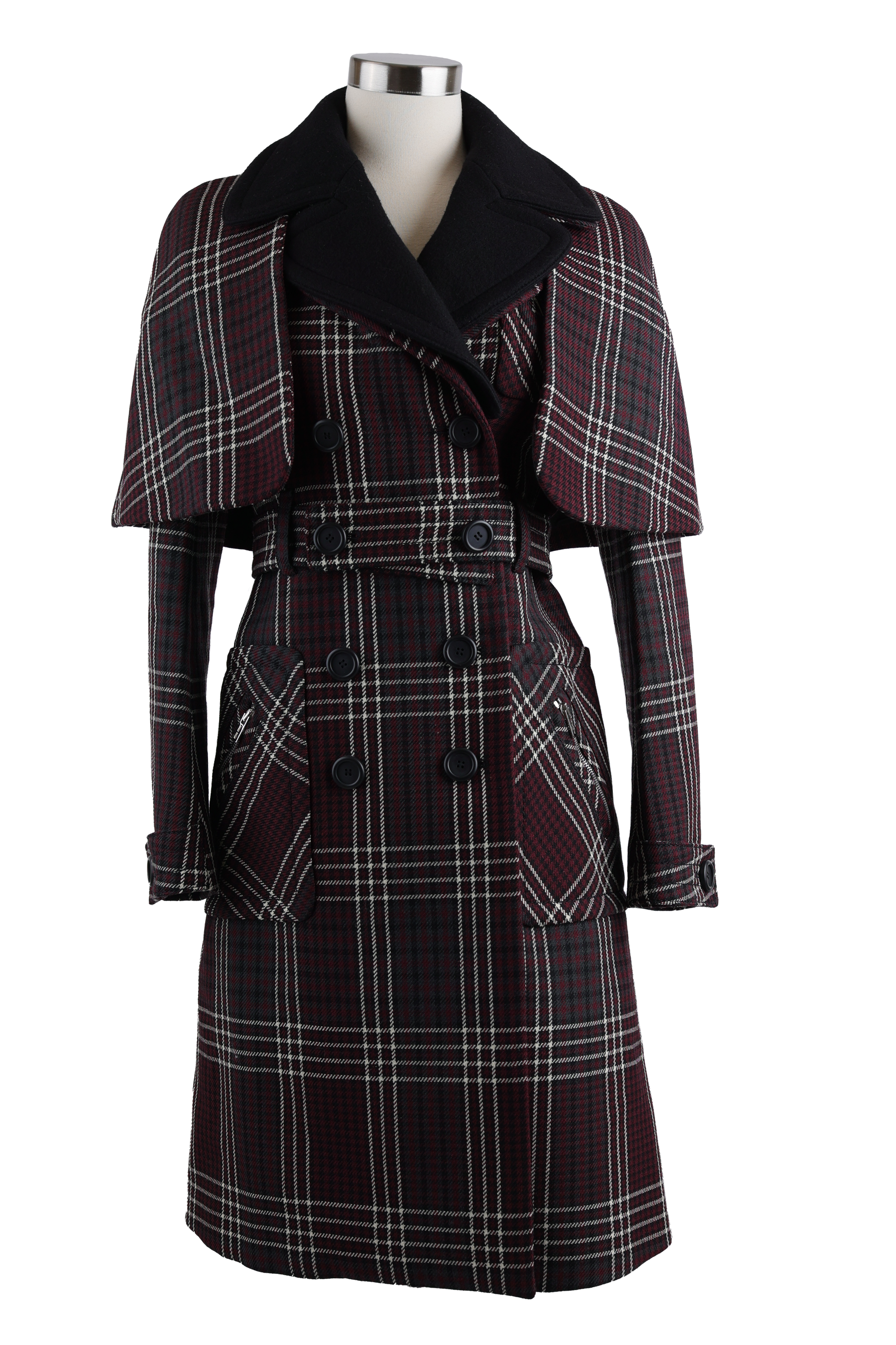 Wool Tweed Double Breasted Dress Coat