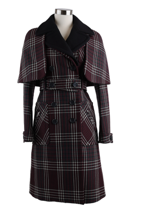 Wool Tweed Double Breasted Dress Coat