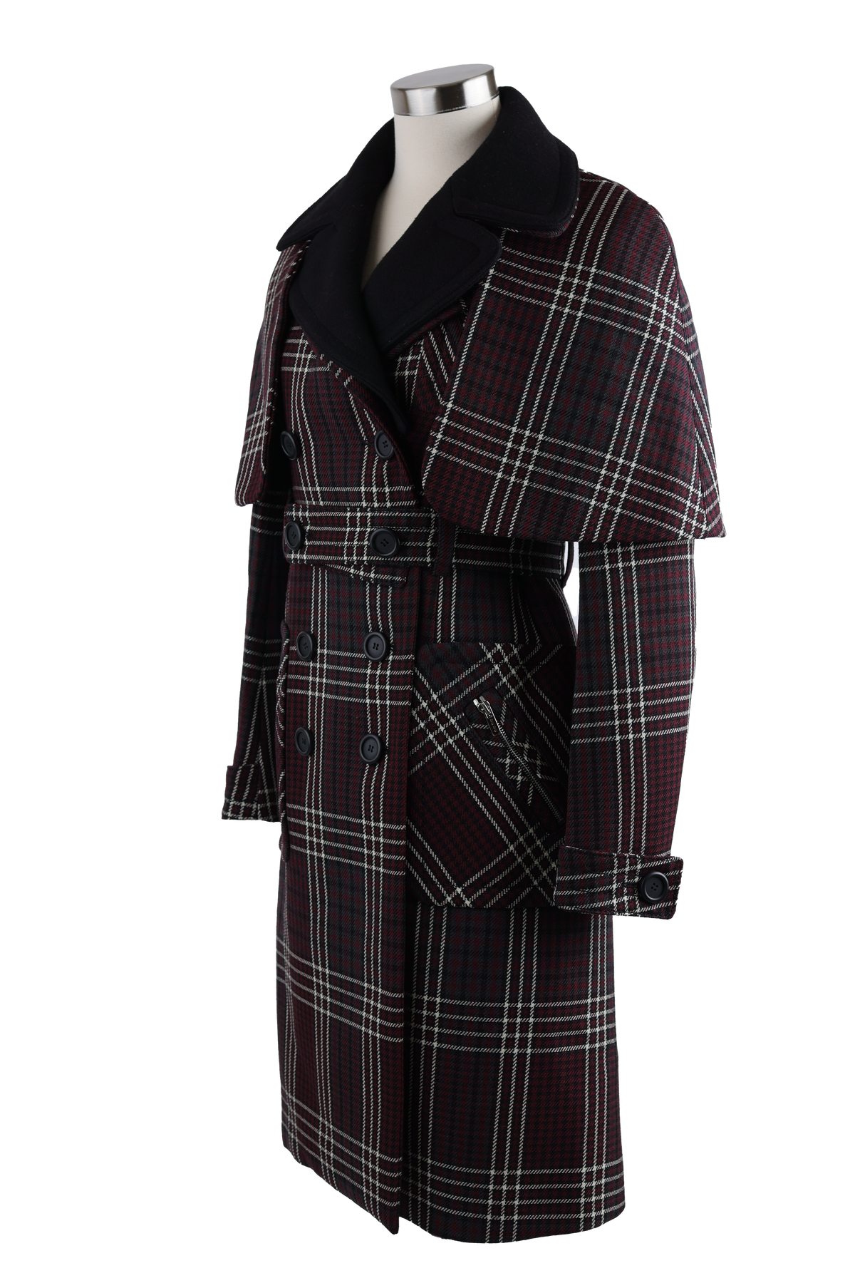 Wool Tweed Double Breasted Dress Coat