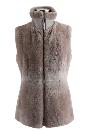 Nutria Fur Vest W/ Leather Trim