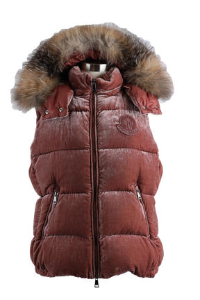 Gallinule Velvet Down Vest W/ Fur Trm