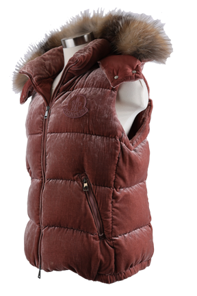 Gallinule Velvet Down Vest W/ Fur Trm