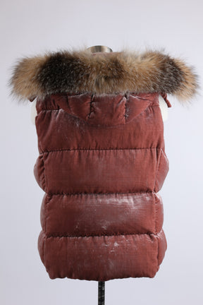 Gallinule Velvet Down Vest W/ Fur Trm