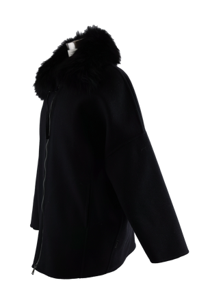 Buxus 2-1 Wool Dress Coat W/ Removable Down Fur Trim Vest