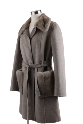 Loro Piana Storm System Wool/Cashmere Belted Parka W/ Mink Trim