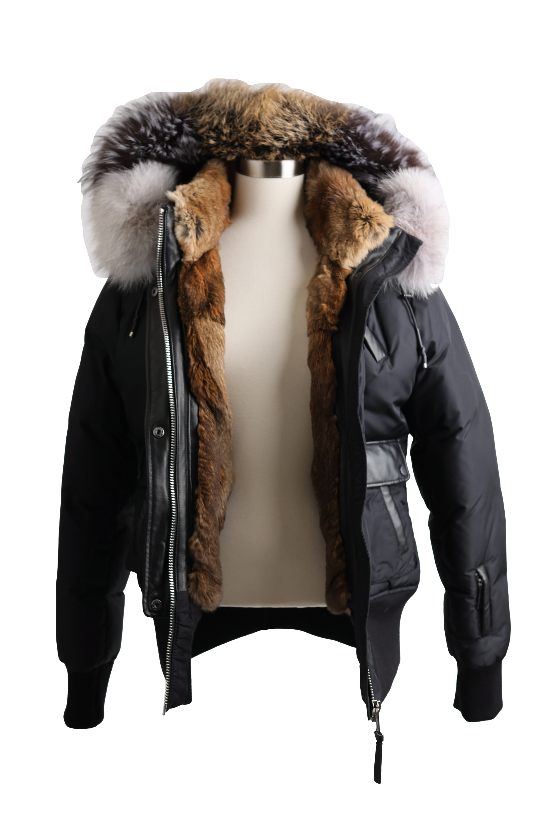 Fur Lined Bomber Jacket W/ Fur Hood