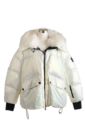 Tillier Iridescent Down Puffer Jacket W/ Fur Trim - Ski Ready