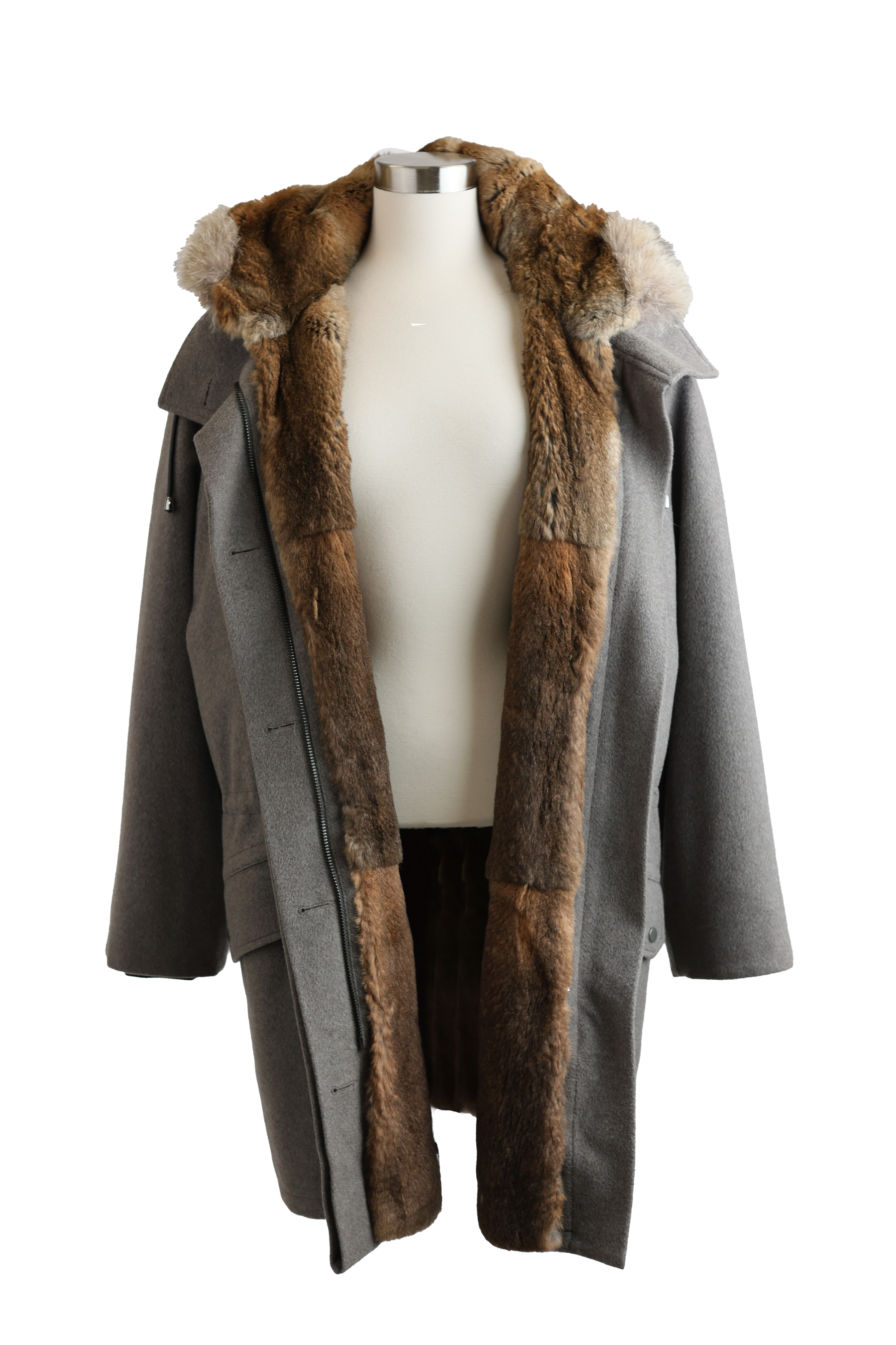 Fur Lined Cashmere Blend Coat