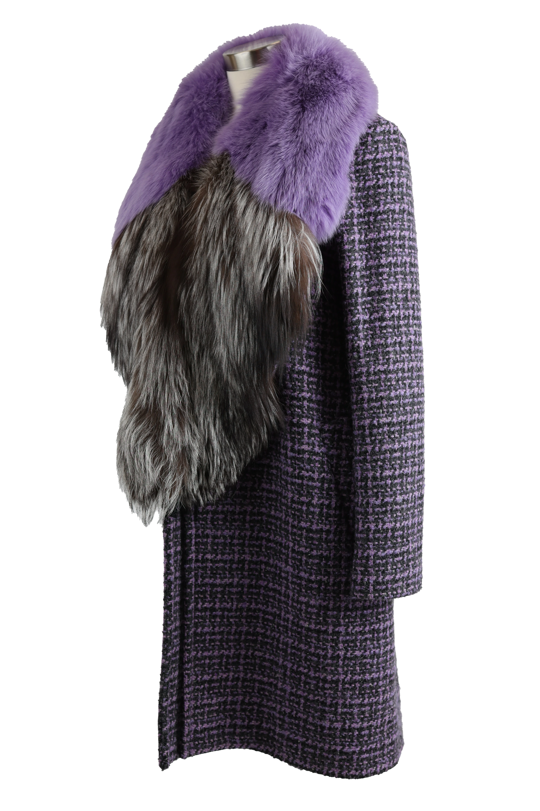 Wool Dress Coat W/ Fur Collar