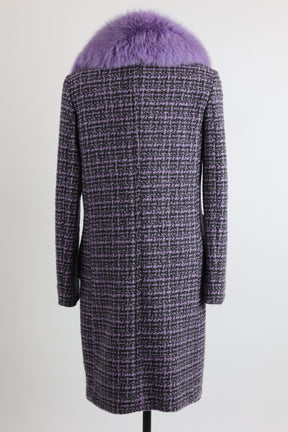 Wool Dress Coat W/ Fur Collar