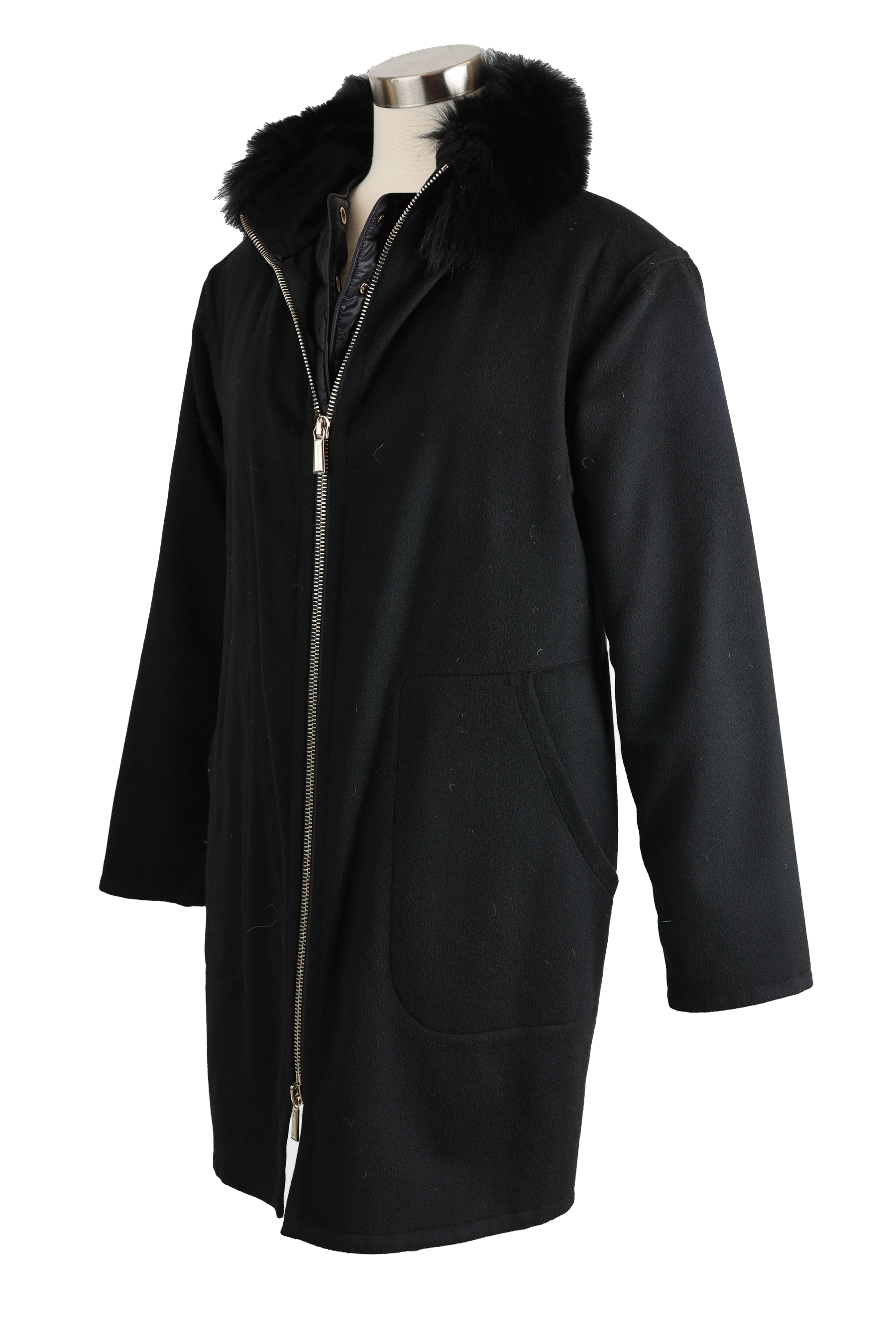 Pirite 2 in 1 Wool-Cashmere Dress Coat W/ Down Insert