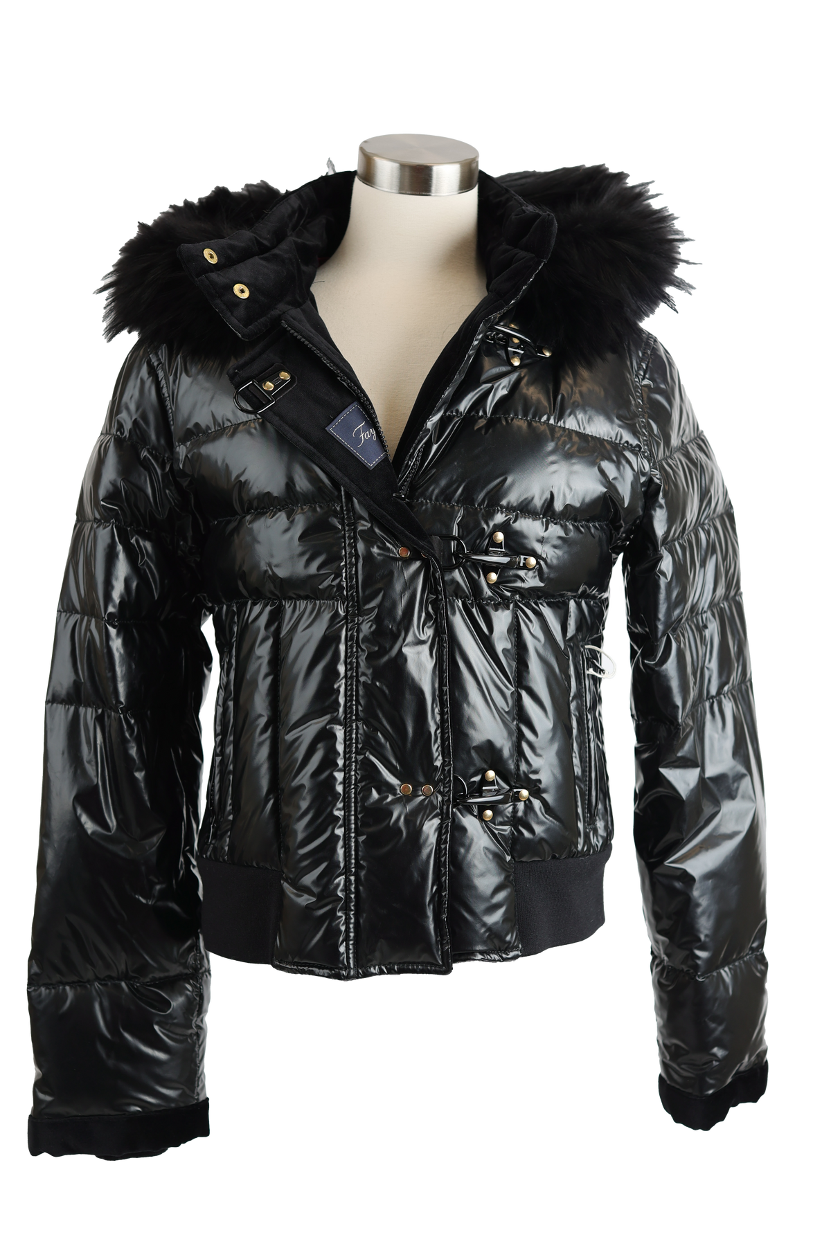 Shiny Quilted Down Puffer Jacket W/ Fur Hood