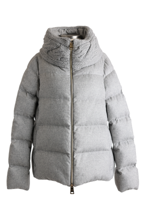 Silk-Cashmere Water Repellent Down Puffer Jacket