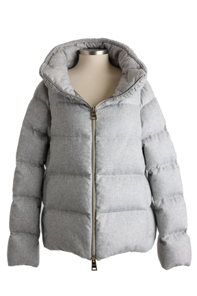 Silk-Cashmere Water Repellent Down Puffer Jacket