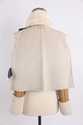 Leather Shearling Jacket W/ Mink Fur Collar