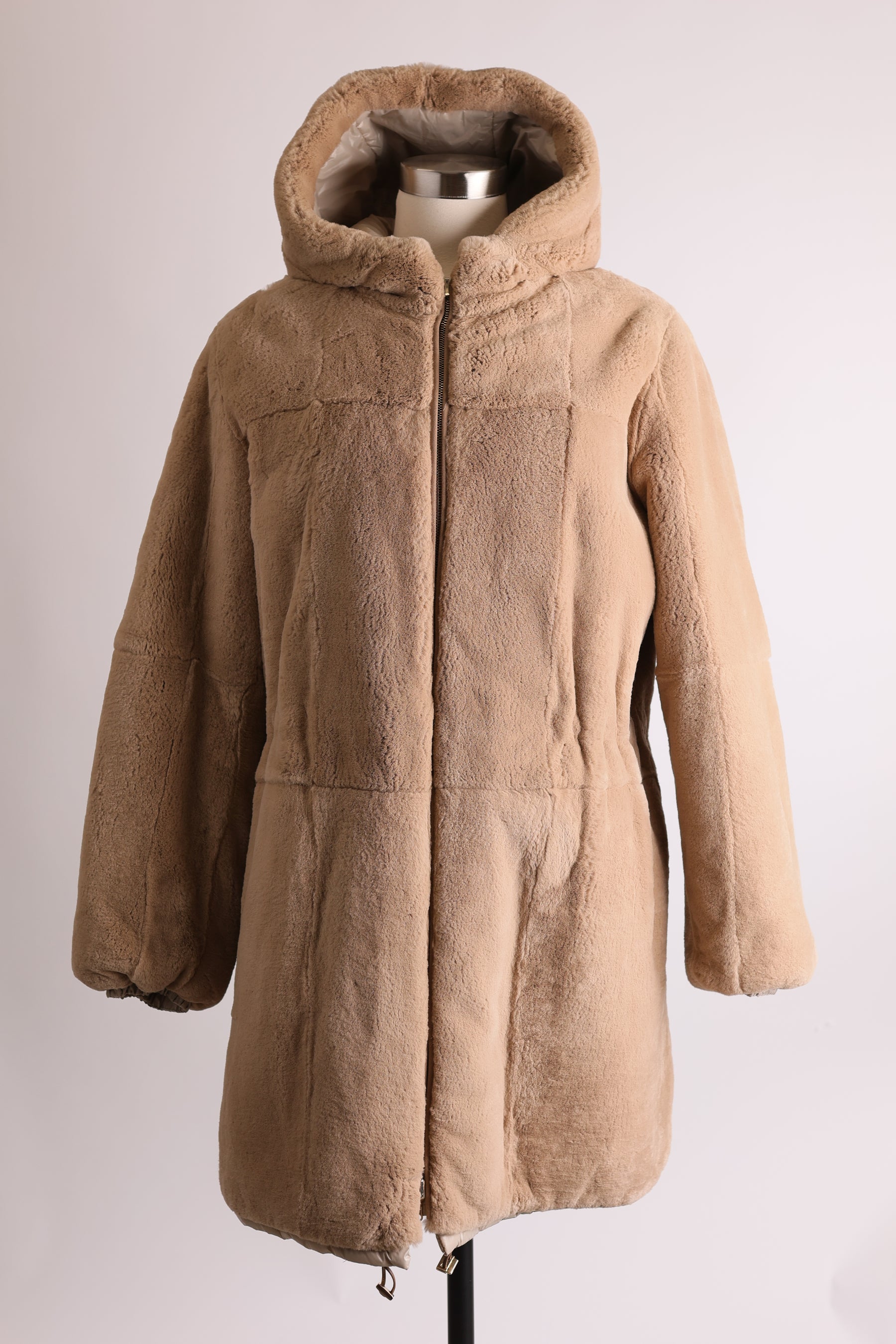 Reversible Rabbit Fur & Waterproof Poly Coat