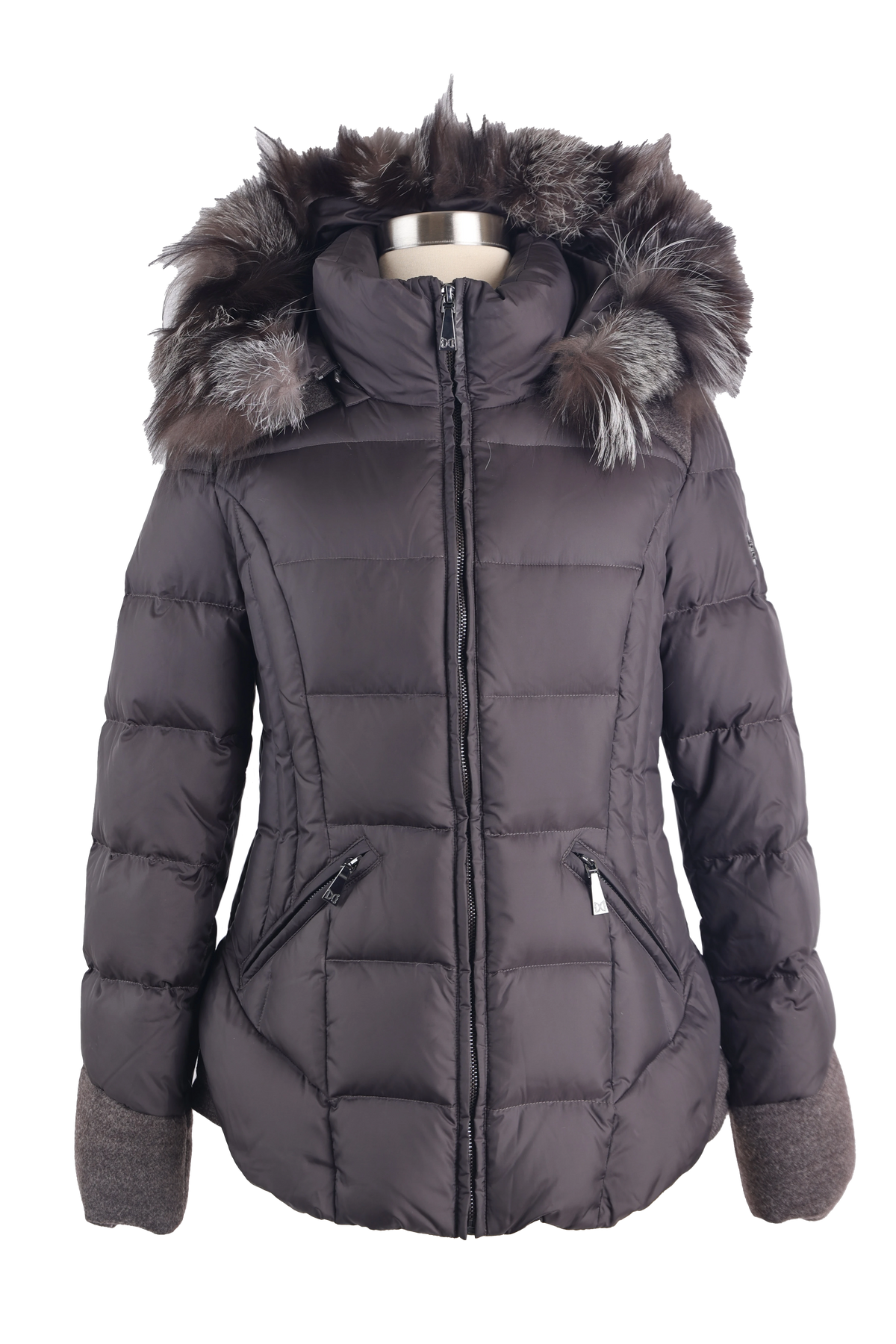 Down Puffer Jacket W/ Fur hood & Wool Trim