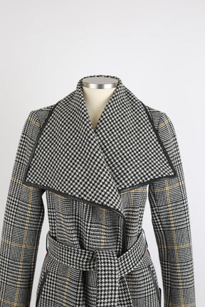 Houndstooth Wool Overcoat