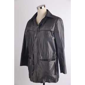 Nutria Fur Lined Silk Coat w/ Removable Fur Collar