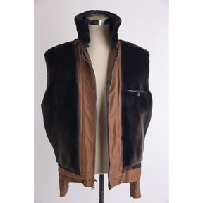 Nutria Fur Lined Silk Jacket W/ Fur Collar