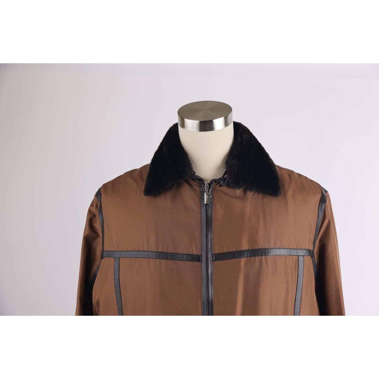 Nutria Fur Lined Silk Jacket W/ Fur Collar