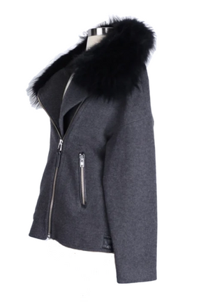 Wool-Cashmere Dress Coat W/ Fur Collar